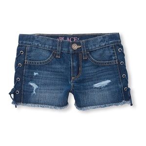 🌸4 for $20🌸 Girls Side Lace Denim Shorts